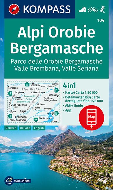 Carte de randonnée n° 104 - Alpi Orobie Bergamasche, Valle Seriana