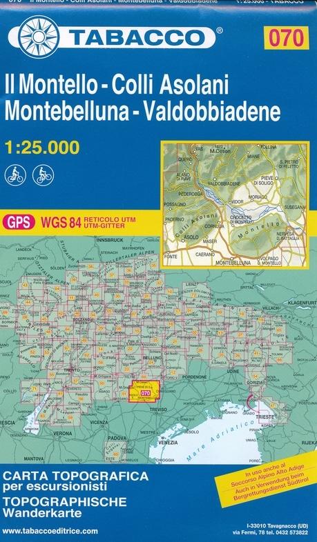 Hiking Map 70 Il Montello Colli Asolani Montebelluna Valdobbiadene Tabacco