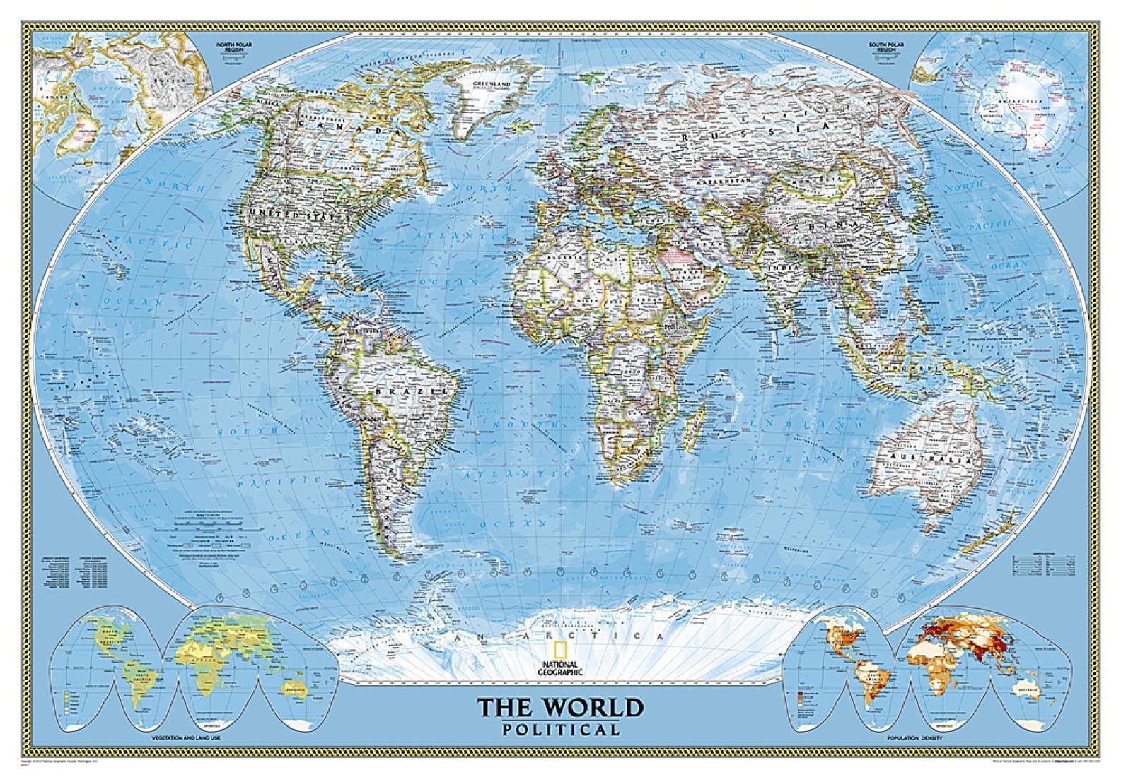 Wall Map Of The World Classic Enlarged Sleeved National Geographi