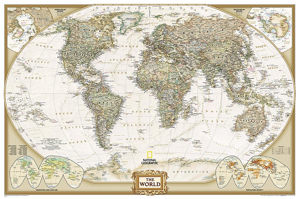 Affiche Carte du monde 2022 style vintage, World map (planisphère