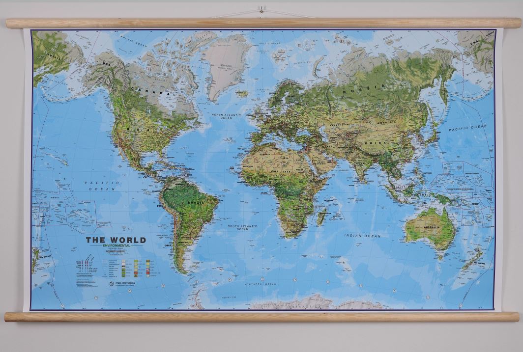 Carte murale en relief - Monde (en anglais) - 77 x 57 cm | Georelief