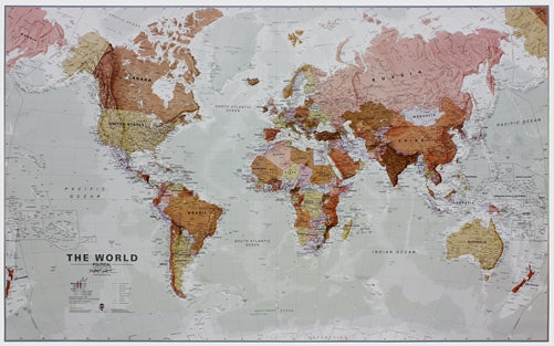 Carte murale - Monde politique, avec bande de drapeaux - 1/30M (136 x 100  cm) | Maps International