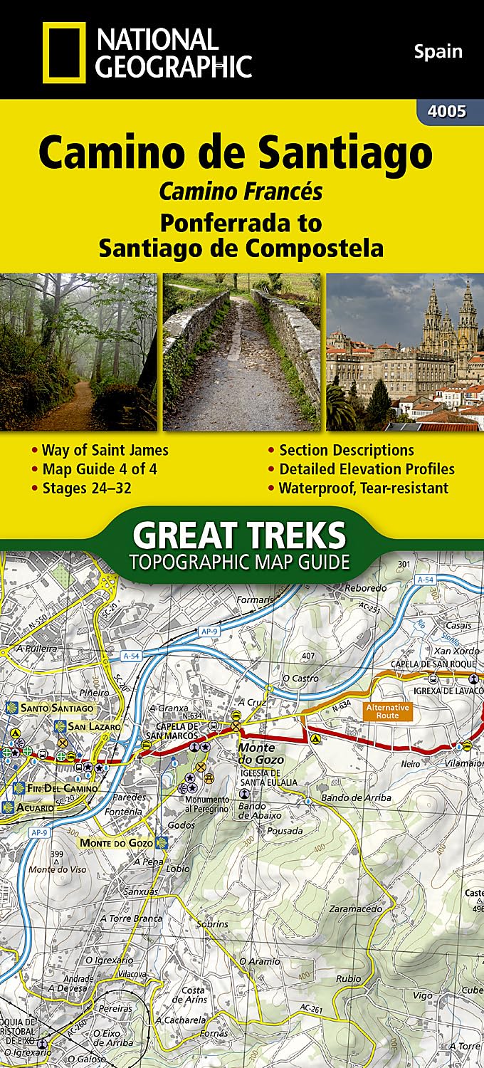 Hiking map n° 4005 - Camino de Santiago 4: Ponferrada to Santiago de Compostela | National Geographic
