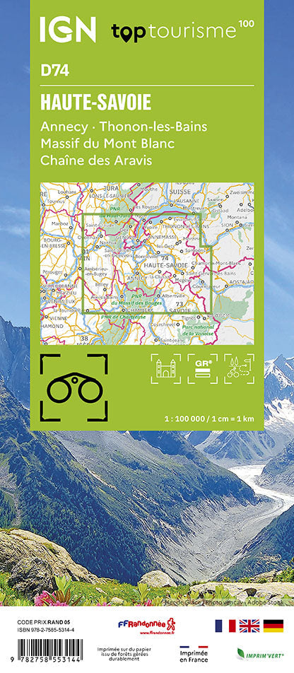 Tourist map TOP100D74 - Haute-Savoie | IGN