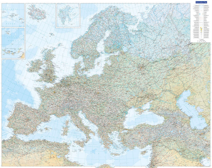 Laminated wall map - Physical Europe - 126 x 100 cm | Kummerly &amp; Frey