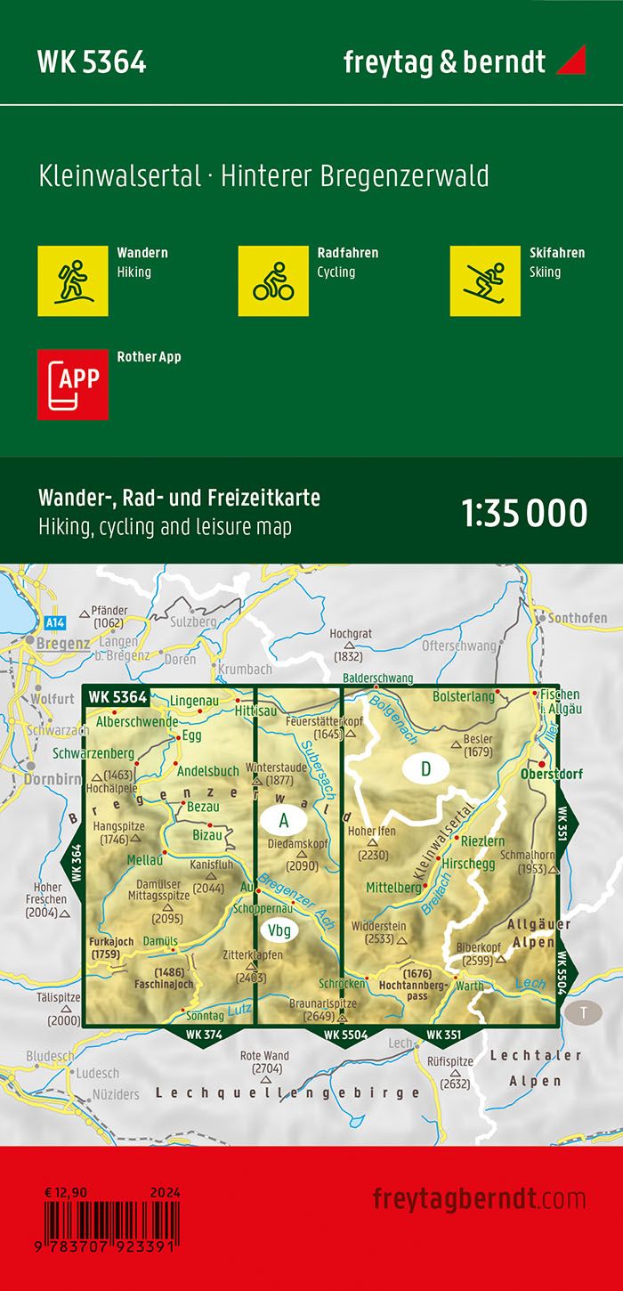 Hiking map no. WK5364 - Kleinwalsertal, Hinterer Bregenzerwald | Freytag &amp; Berndt