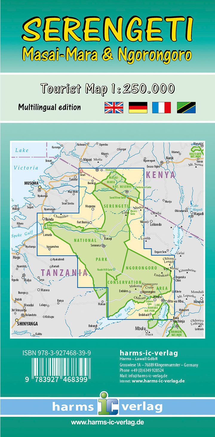 Tourist map - Serengeti, Masai-Mara, Ngorongoro (Tanzania) | Harms Verlag