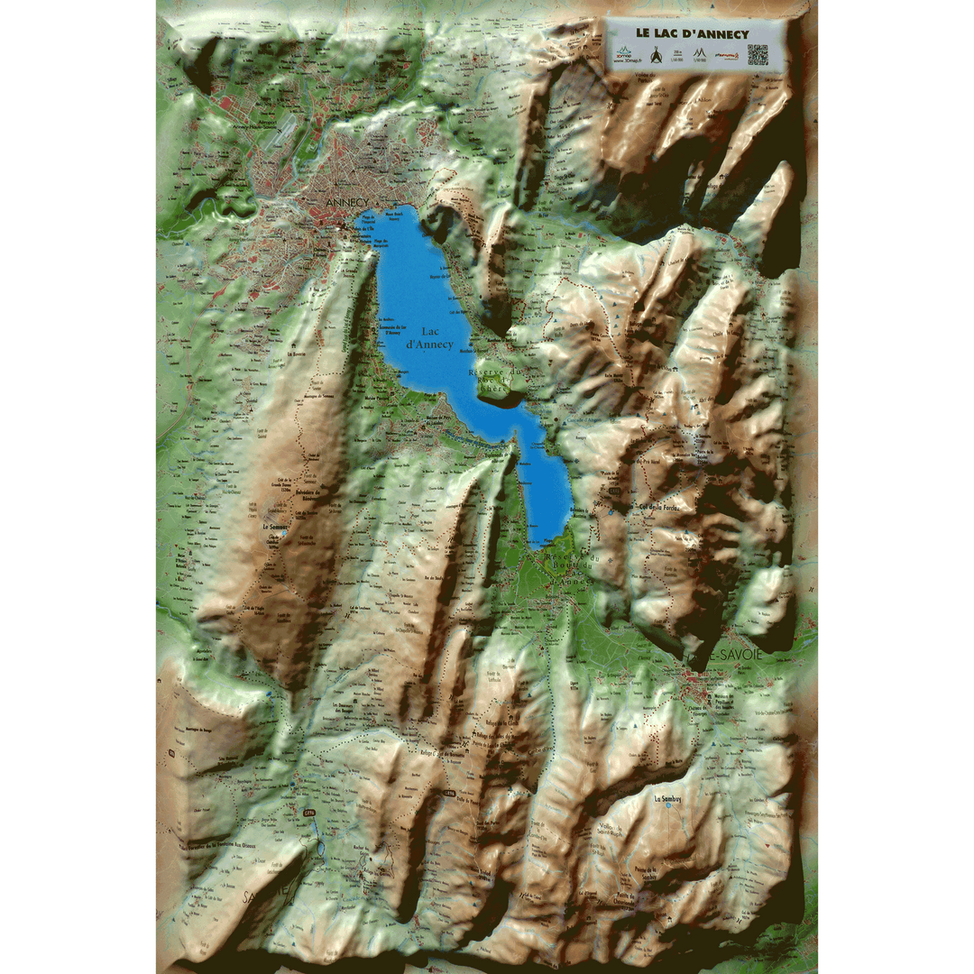 Relief wall map - Lake Annecy - 61 cm x 41 cm | 3D Map
