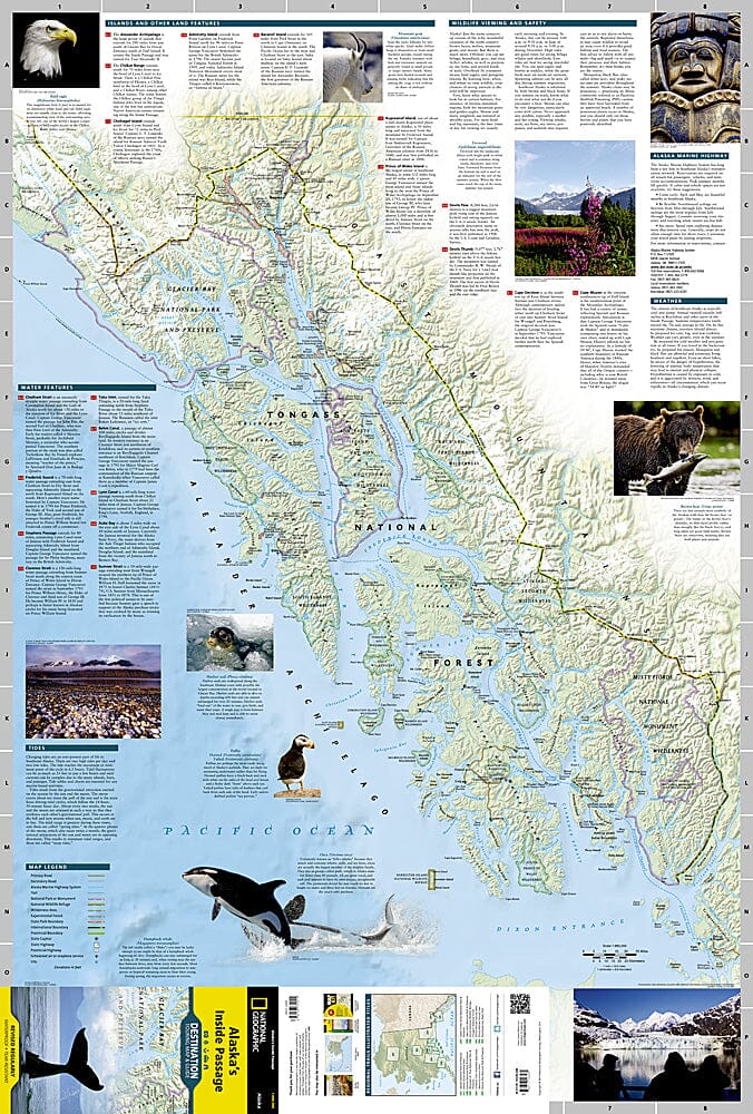Carte de destination du passage intérieur de l'Alaska | National Geographic carte pliée National Geographic 