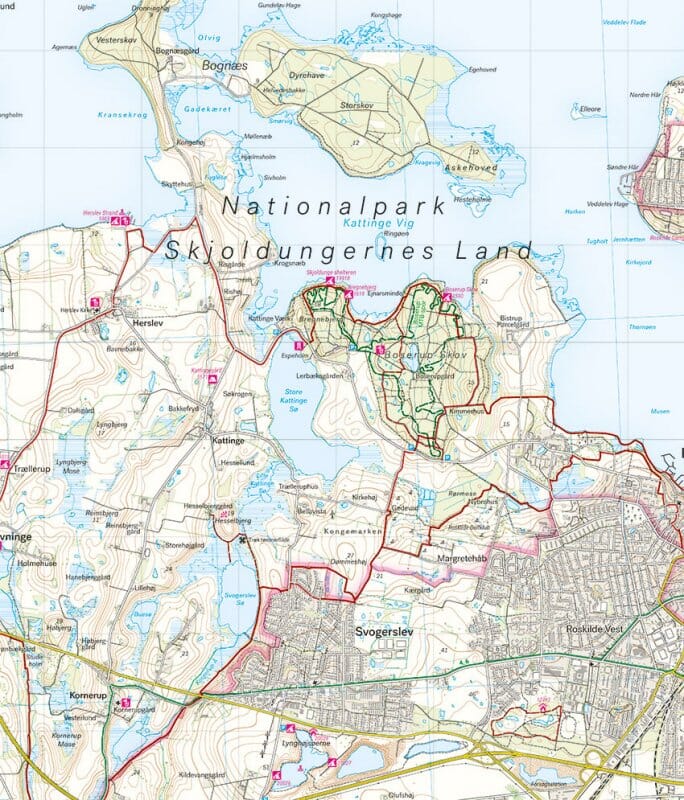 Carte de plein air - Roskilde & Nationalpark Skjoldungernes Land (Danemark) | Calazo carte pliée Calazo 