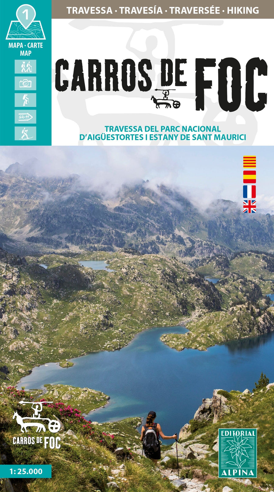 Carte de randonnée - Carros de Foc, Traversée du Parc national d'Aigüestortes & Lac de Sant Maurice (Pyrénées catalanes) | Alpina carte pliée Editorial Alpina 