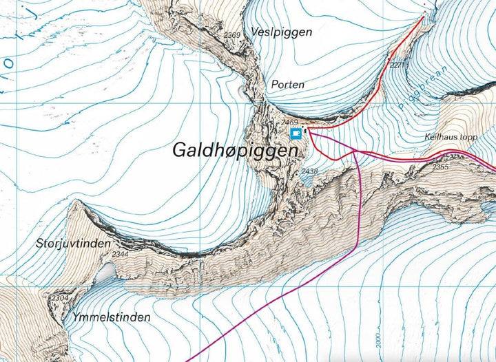 Carte de randonnée en montagne - Galdhøpiggen (Norvège) | Calazo - Høyfjellskart carte pliée Calazo 