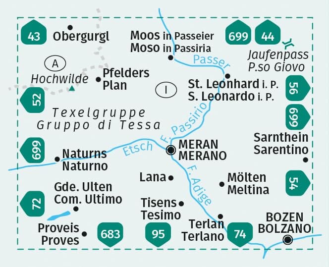 Carte de randonnée n° 53 - Merano & environs (Italie) | Kompass carte pliée Kompass 