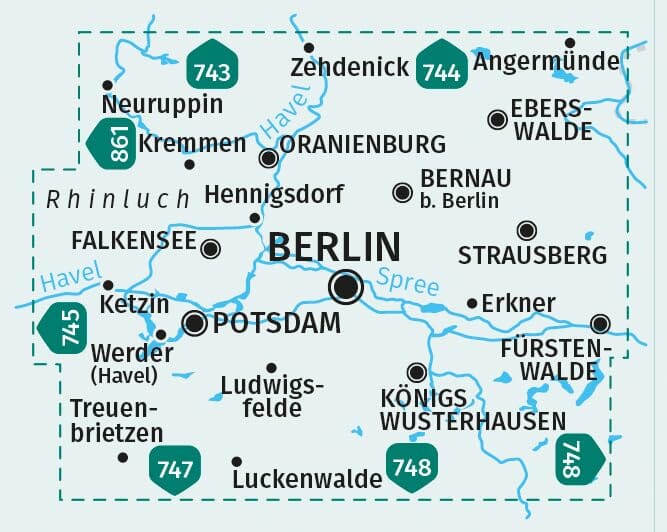 Carte de randonnée n° 700 - Berlin & environs (lot de 4 cartes) | Kompass carte pliée Kompass 