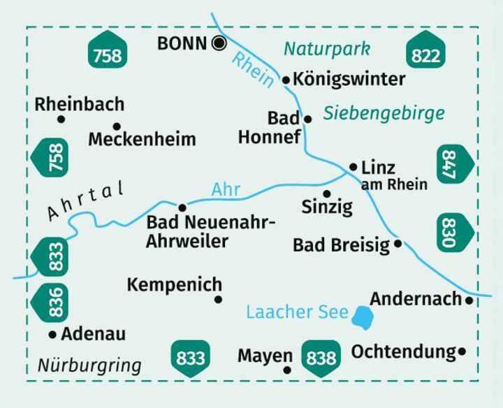 Carte de randonnée n° 820 - Bonn - Ahrtal (Allemagne) | Kompass carte pliée Kompass 