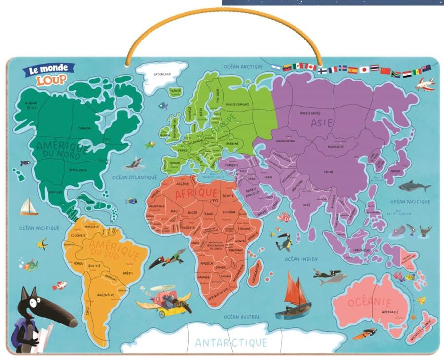 Carte du monde magnétique en puzzle (pour enfants 6 ans et +) - 49 x 34 cm puzzle Auzou 