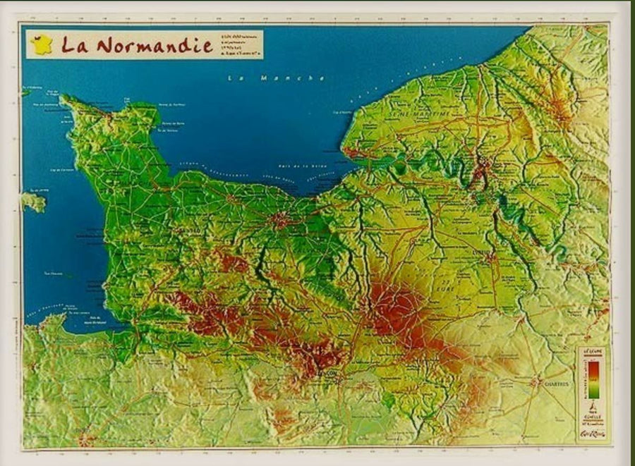Carte en relief petit format - Normandie - 31,6 X 42,4 cm carte relief petit format Reliefs Editions 
