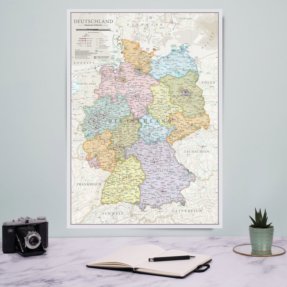 Carte murale - Allemagne (en allemand), style classique - 42 x 60 cm | Maps International carte murale petit tube Maps International 