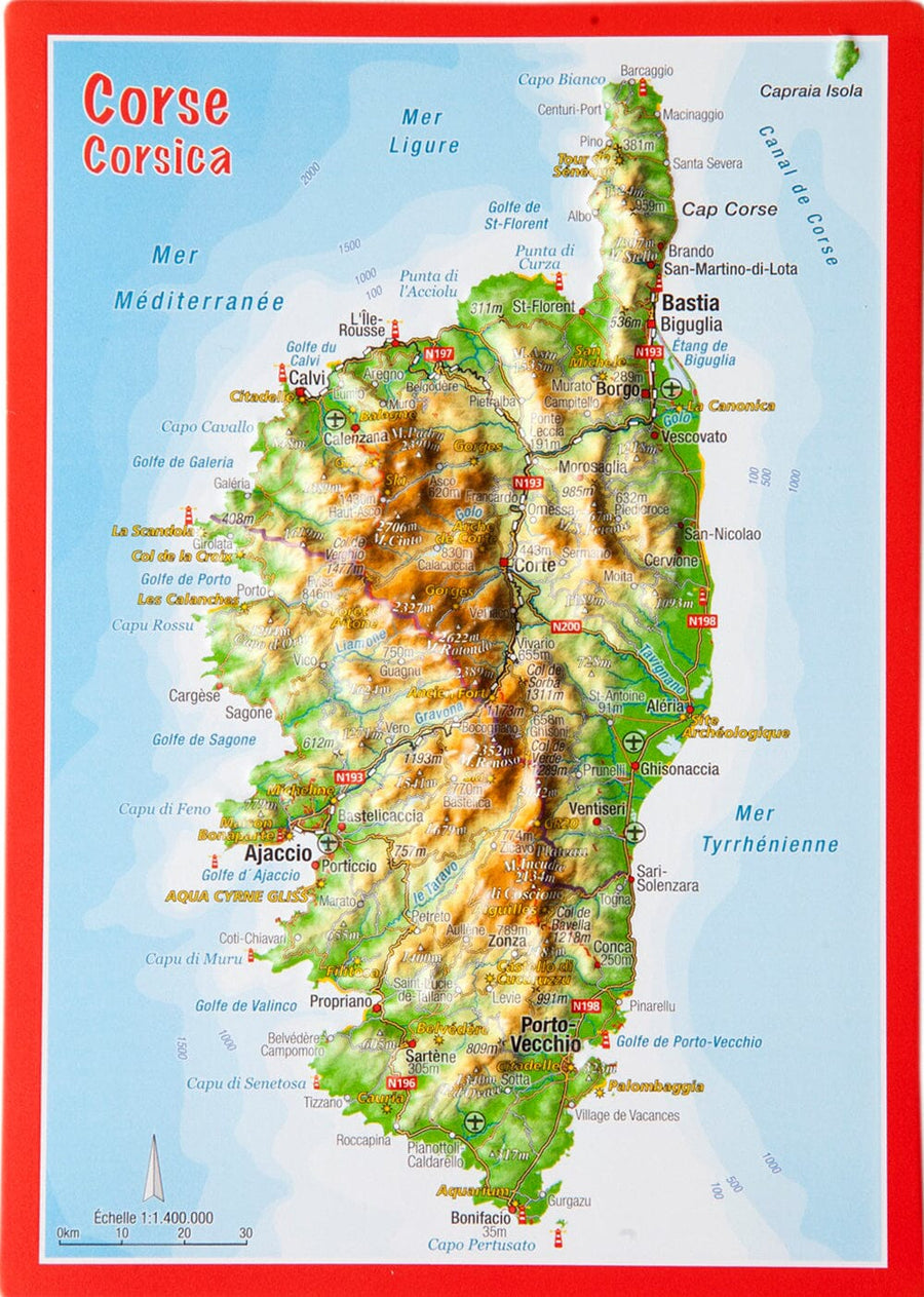 Carte postale en relief - Corse | Georelief carte pliée Georelief 