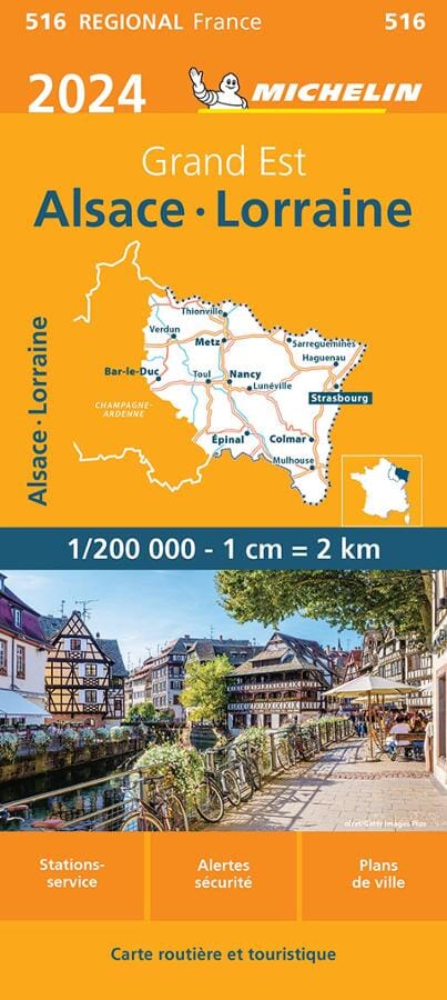 Carte régionale n° 516 - Grand Est : Alsace, Lorraine 2024 | Michelin carte pliée Michelin 