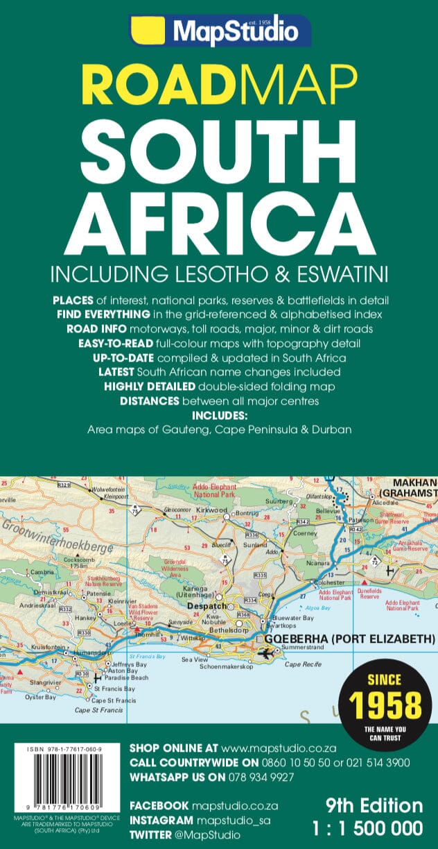 Carte routière - Afrique du Sud (Lesotho et Swaziland inclus) | MapStudio carte pliée MapStudio 