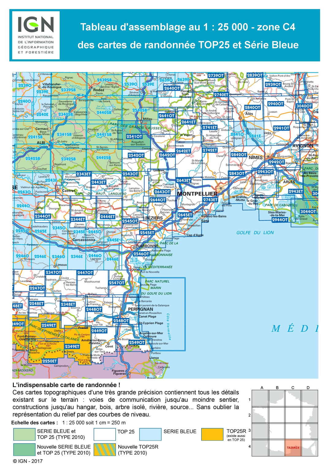 Carte TOP 25 n° 2944 OT - Saintes-Maries-de-la Mer & PNR de Camargue | IGN carte pliée IGN 