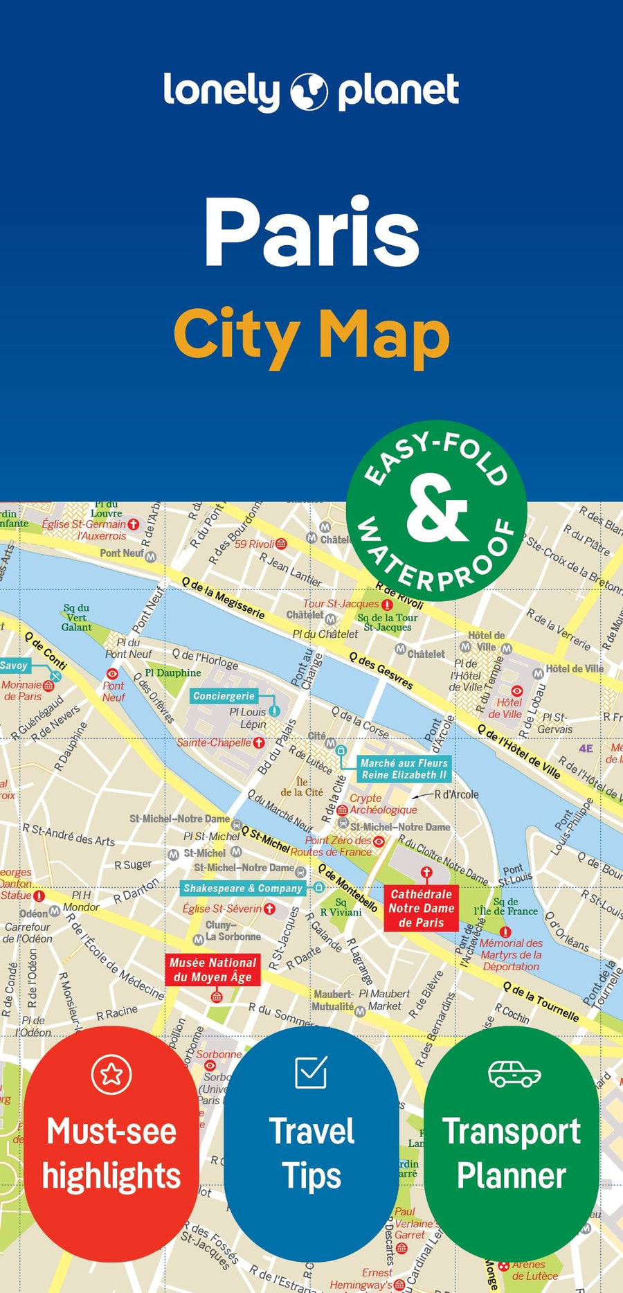 Plan de ville (en anglais) - Paris | Lonely Planet carte pliée Lonely Planet EN 
