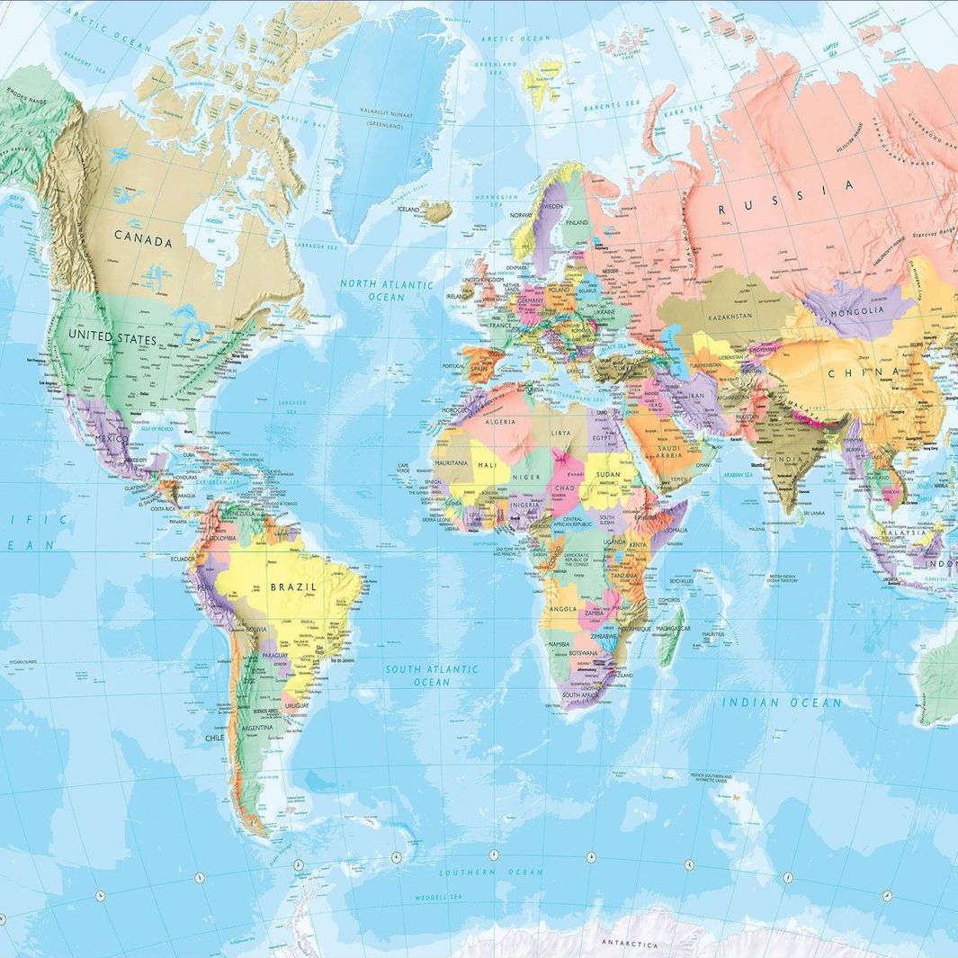 Wall Map - Political World - 100 x 61.5 cm  IGN (French) – MapsCompany -  Travel and hiking maps