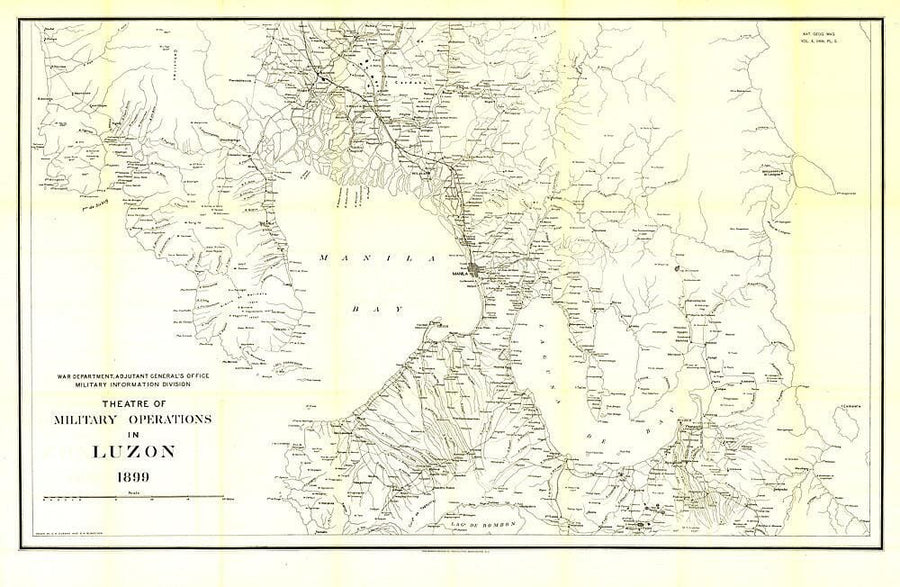 1899 Theatre of Military Operations in Luzon Wall Map 