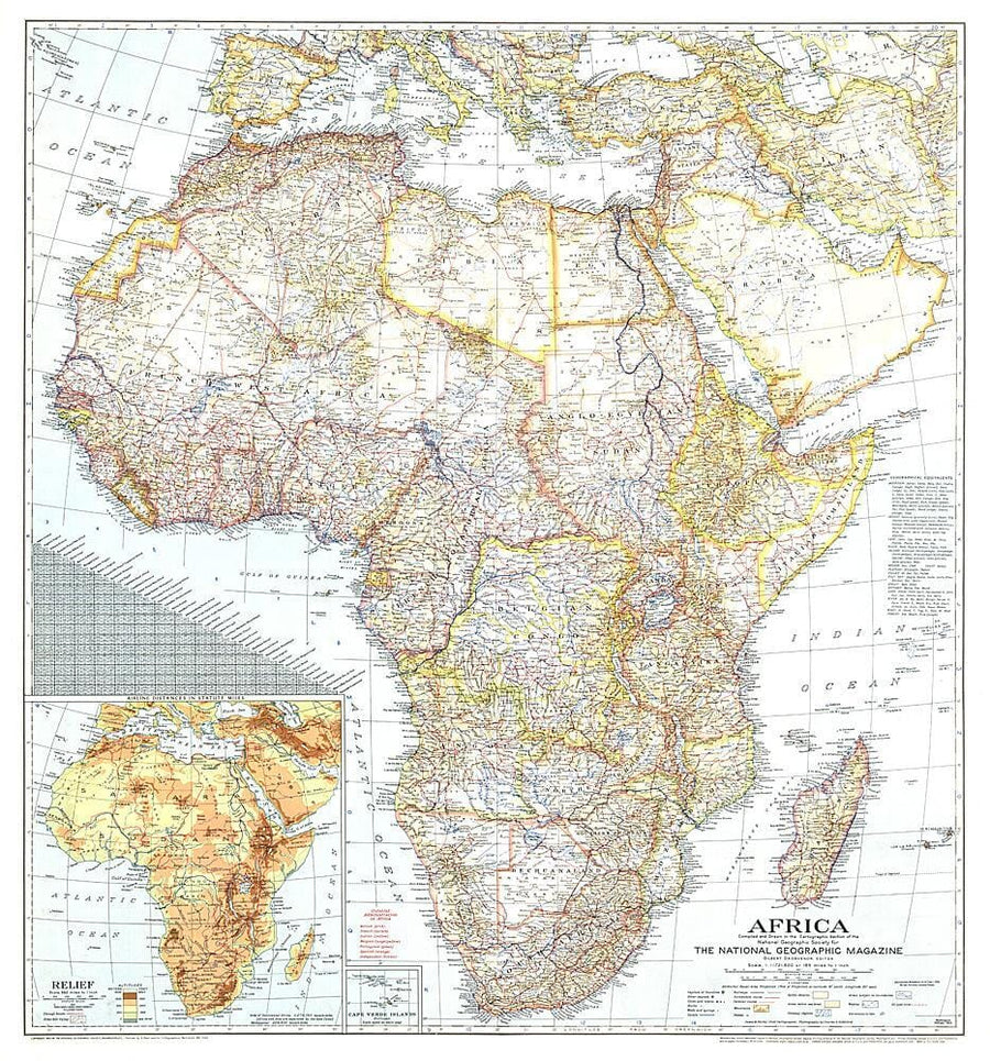 1943 Africa Map Wall Map 