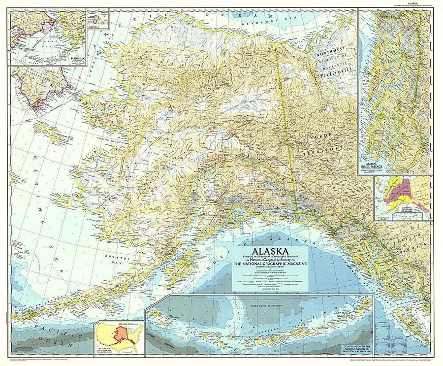 1956 Alaska Map Wall Map 