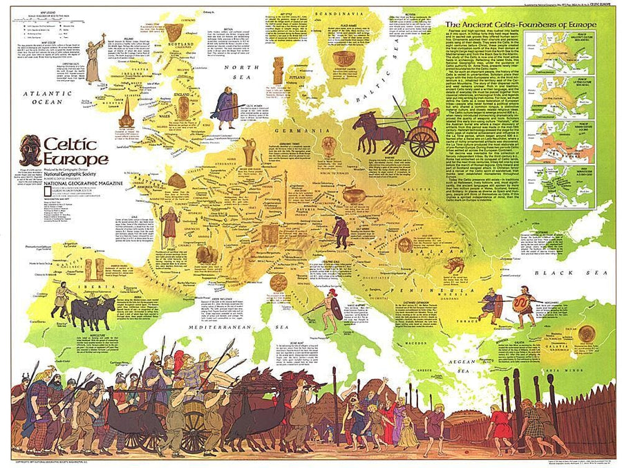 1977 Celtic Europe Map Wall Map 