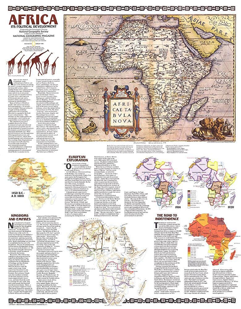 1980 Africa, Its Political Development Map Wall Map 