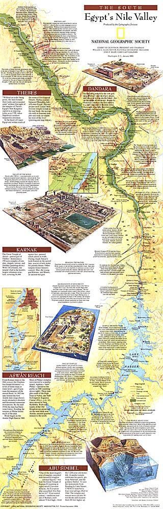 1995 Egypts Nile Valley South Map Wall Map 