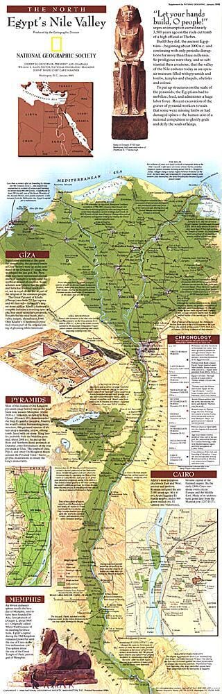 1995 Egypts Nile Valley North Map Wall Map 