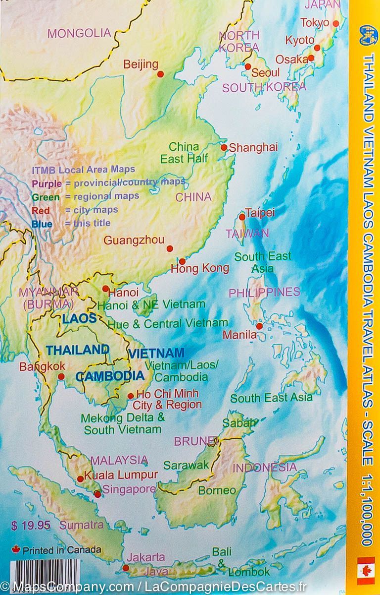Atlas routier de poche &#8211; Thailande, Vietnam, Laos &#038; Cambodge | ITM - La Compagnie des Cartes