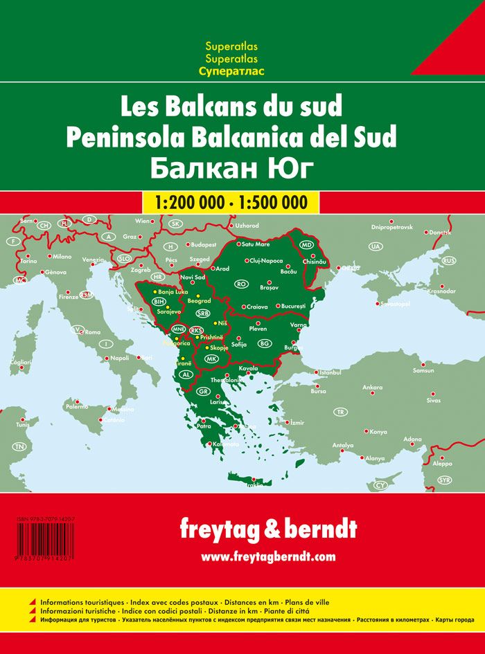 Atlas routier - Sud des Balkans (Grèce, Albanie, Roumanie, Macédoine, Serbie, Bosnie) | Freytag & Berndt atlas Freytag & Berndt 