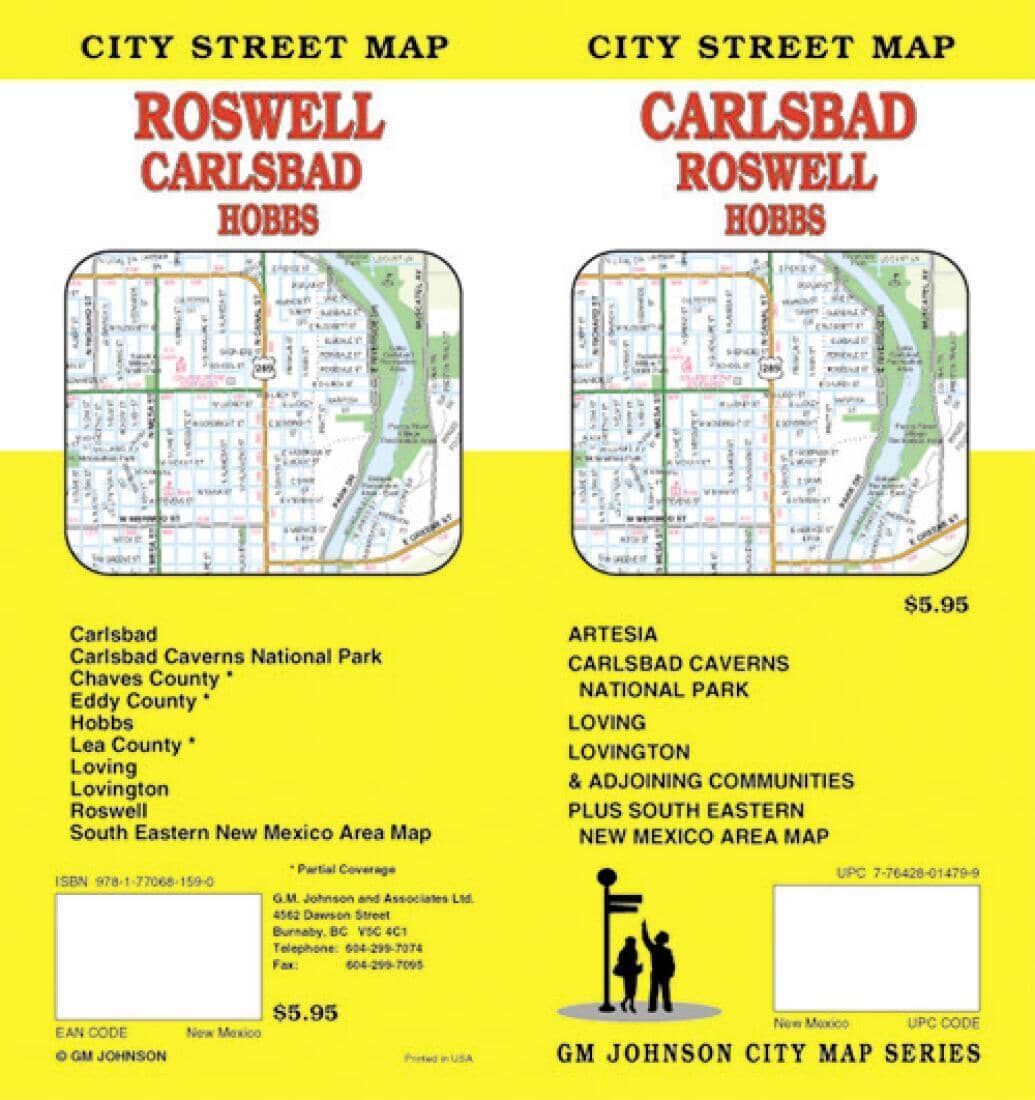 Carlsbad - Roswell and Hobbs - New Mexico | GM Johnson Road Map 