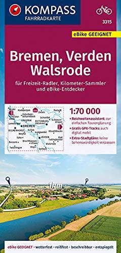 Carte cycliste n° F3315 - Bremen, Verden, Walsrode (Allemagne) | Kompass carte pliée Kompass 