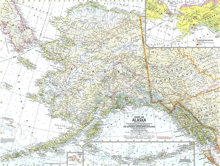 1959 State of Alaska Map Wall Map 