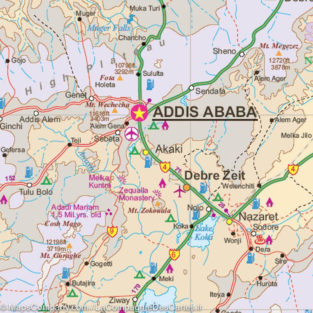 Carte de l'Ethiopie et de l'Erythrée - VERSION MURALE ET PLASTIFIEE | ITM carte murale grand tube ITM 