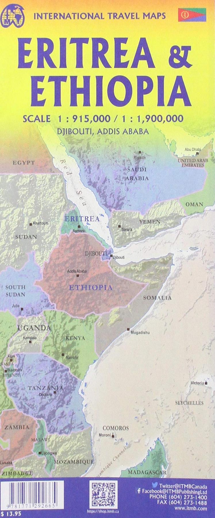 Carte de l'Ethiopie et de l'Erythrée - VERSION MURALE ET PLASTIFIEE | ITM carte murale grand tube ITM 