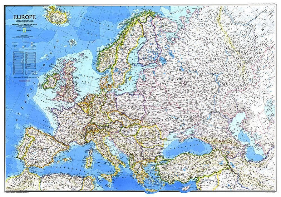 1983 Europe Map Wall Map 