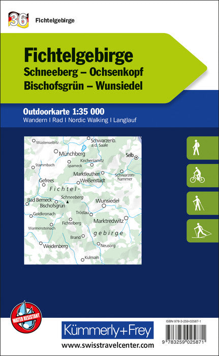 Carte de plein air n° WK.36 - Fichtelgebirge FMS (Allemagne) | Kümmerly & Frey carte pliée Kümmerly & Frey 