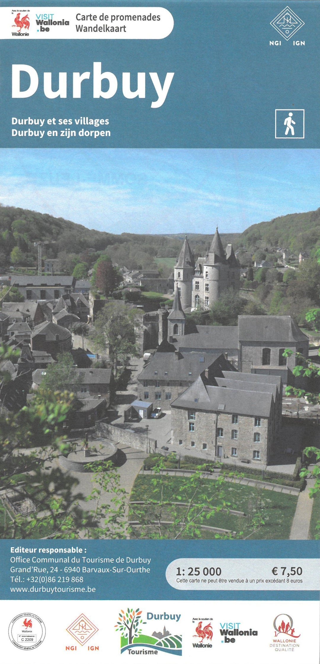 Carte de promenades - Durbuy et environs (Belgique) | NGI carte pliée IGN Belgique 