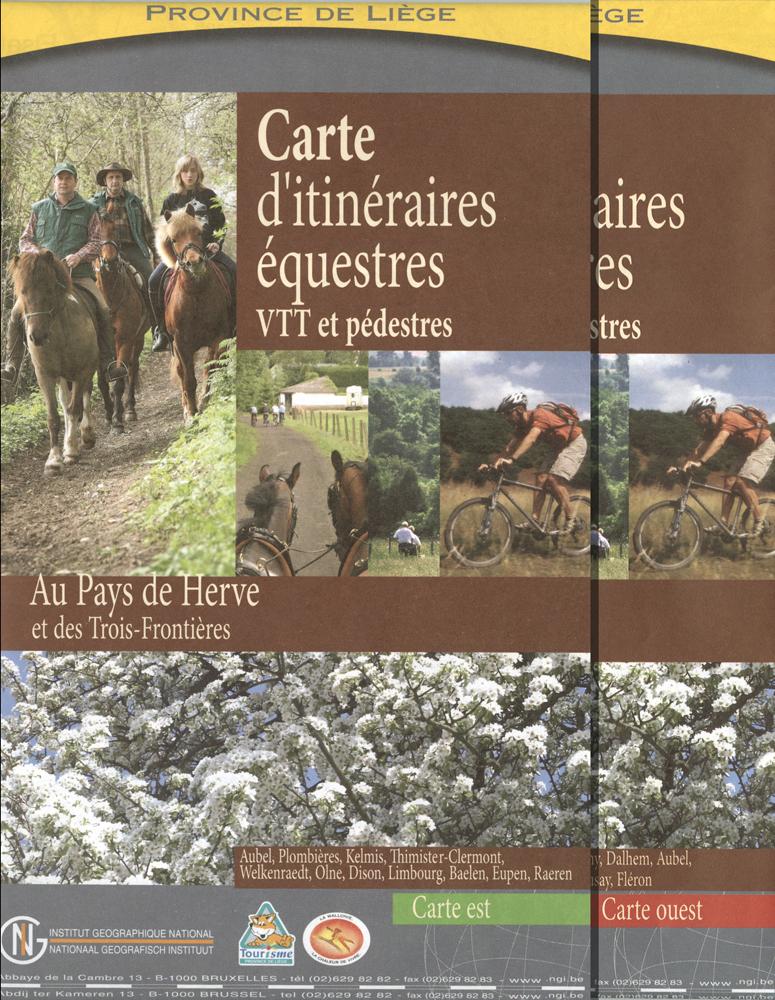 Carte de promenades pédestre, VTT et équestre - Au pays de Herve et des Trois-Frontières (Belgique) | NGI carte pliée IGN Belgique 