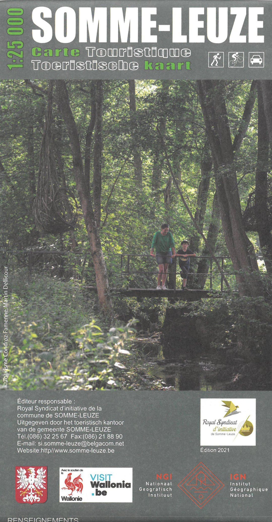 Carte de promenades - Somme-Leuze (Belgique) | NGI carte pliée IGN Belgique 