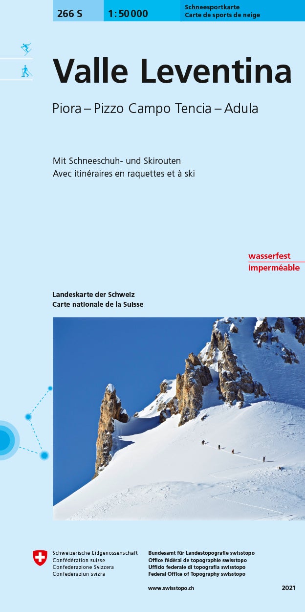 Carte de randonnée à ski n° 266S - Val Leventina (Suisse) | Swisstopo - ski au 1/50 000 carte pliée Swisstopo 