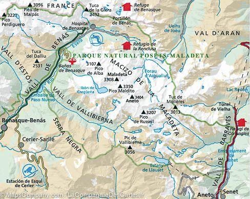 Carte de randonnée - Aneto, Massif de la Maladeta & Vallées de Benasque et Barravés (Pyrénées) | Alpina - La Compagnie des Cartes