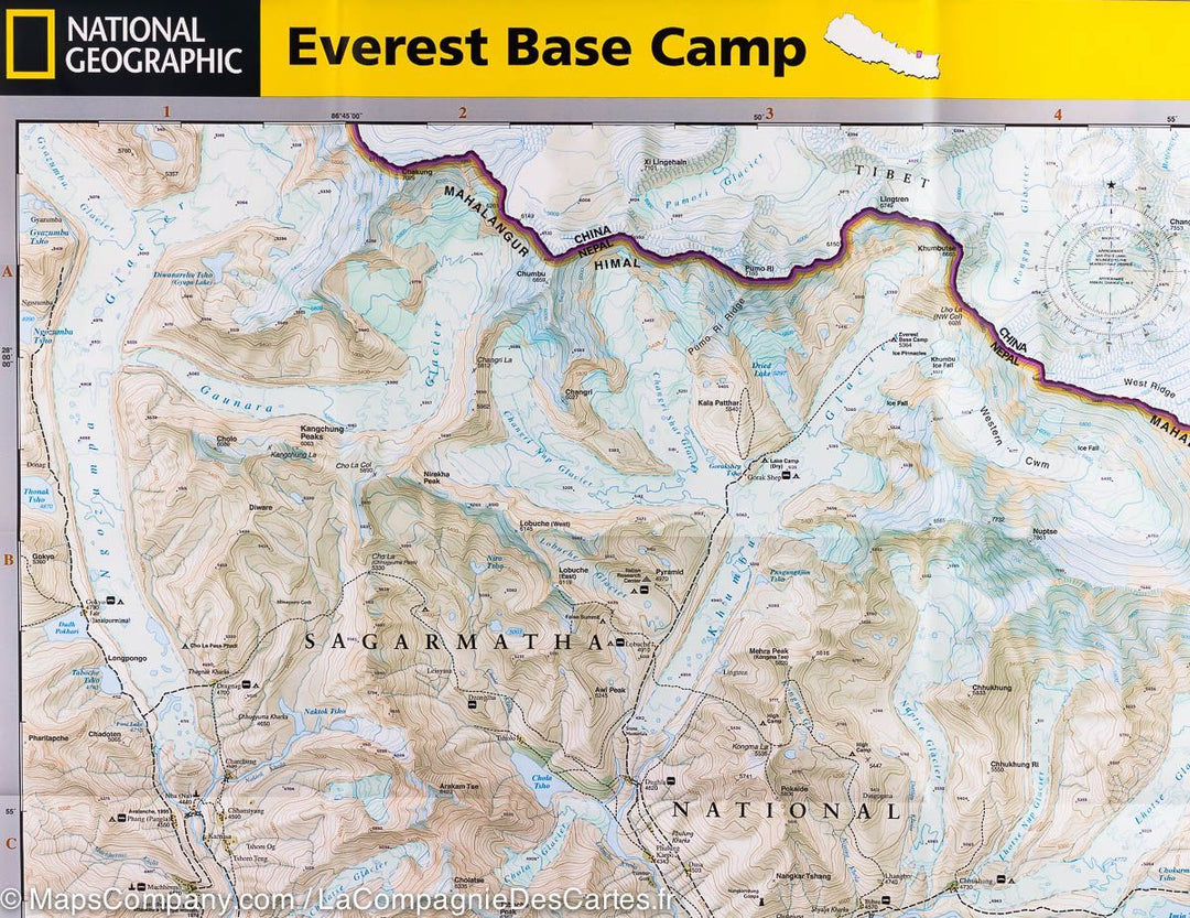Carte de randonnée du Camp de base de l&rsquo;Everest (Népal) | National Geographic - La Compagnie des Cartes